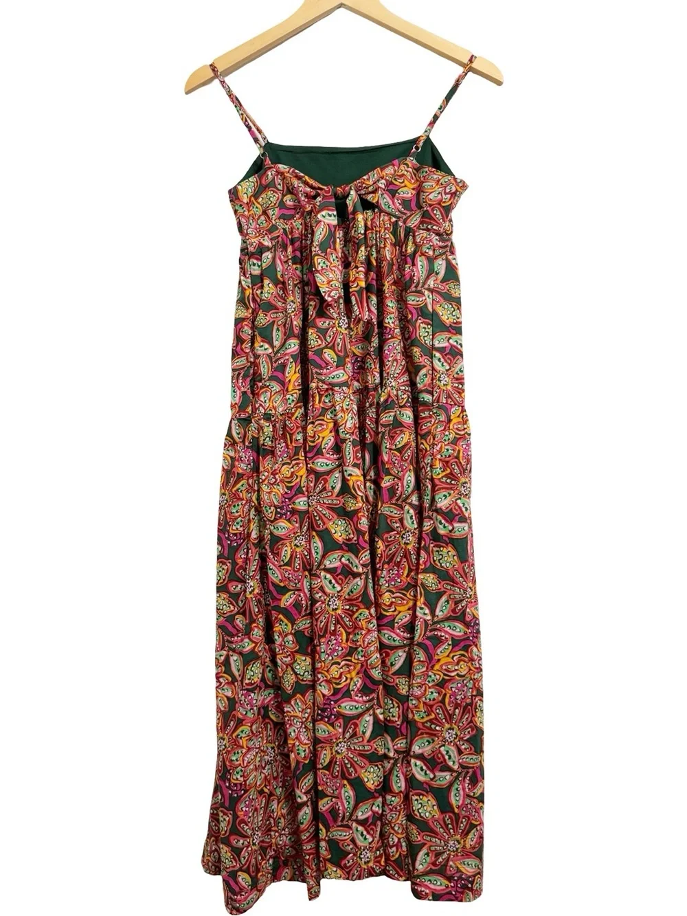 J. Crew Floral Tie Back Tiered Green Misi Dress NWT 0P Petite